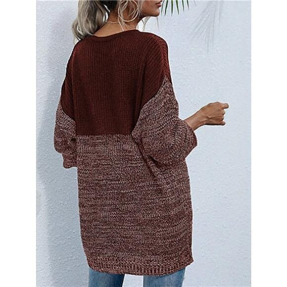 Color Block Long Sleeve Oversized Sweater - Picture 8 of 16